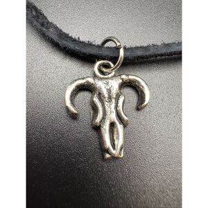 Cow Skull and Leather Necklace, Mens, 22”, NEW, Handmade